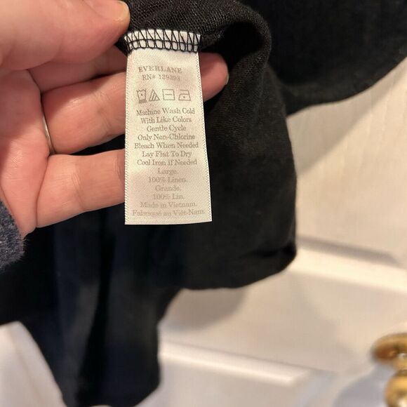 Everlane Womens Dress Large 100% Linen‎ Lightweight TShirt Minimal Beachy Black - Picture 6 of 7